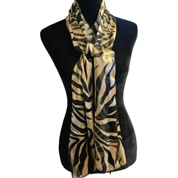 Silky Gold/Black Scarf - Picture 3 of 6